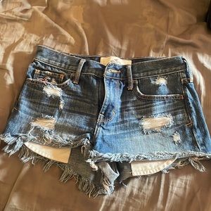 Hollister blue denim ripped shorts!! so so cute! perfect for bonfires in summer